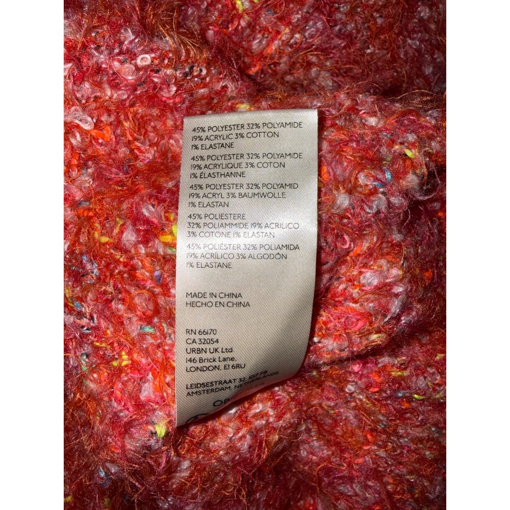 Free People Stardust Shaggy Fuzzy Cropped Mock Neck Sweater XS‎ Red Cozy Boho - Picture 3 of 4